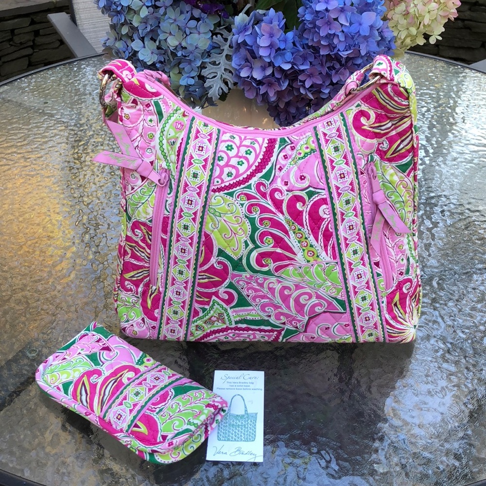 Vera Bradley Vibrant Pink and Green Shoulder Bag